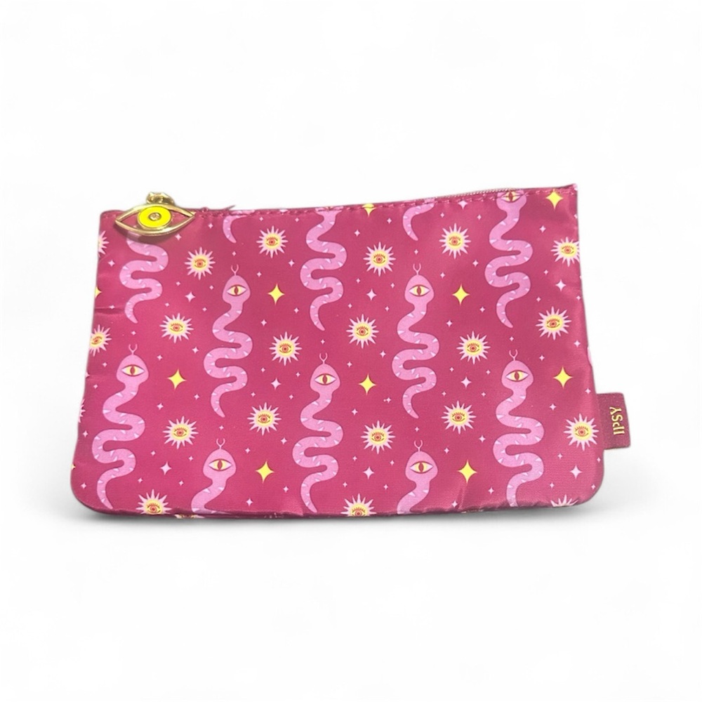 Ipsy Pink Snake Pattern Cosmetic Bag
